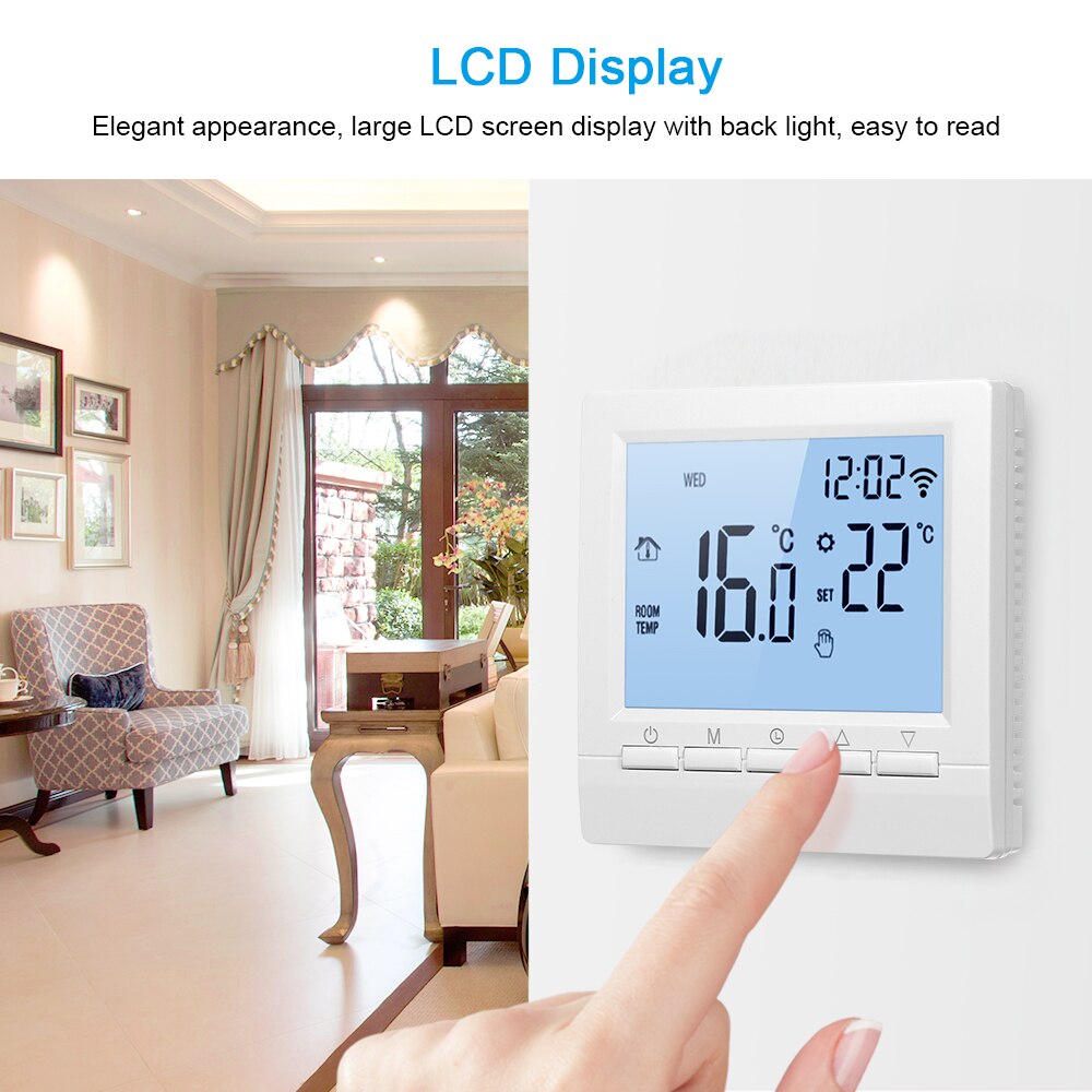 Wifis termostato digital temperaturregulator termostat app kontroll programmerbar elektrisk gulvvarme termostat