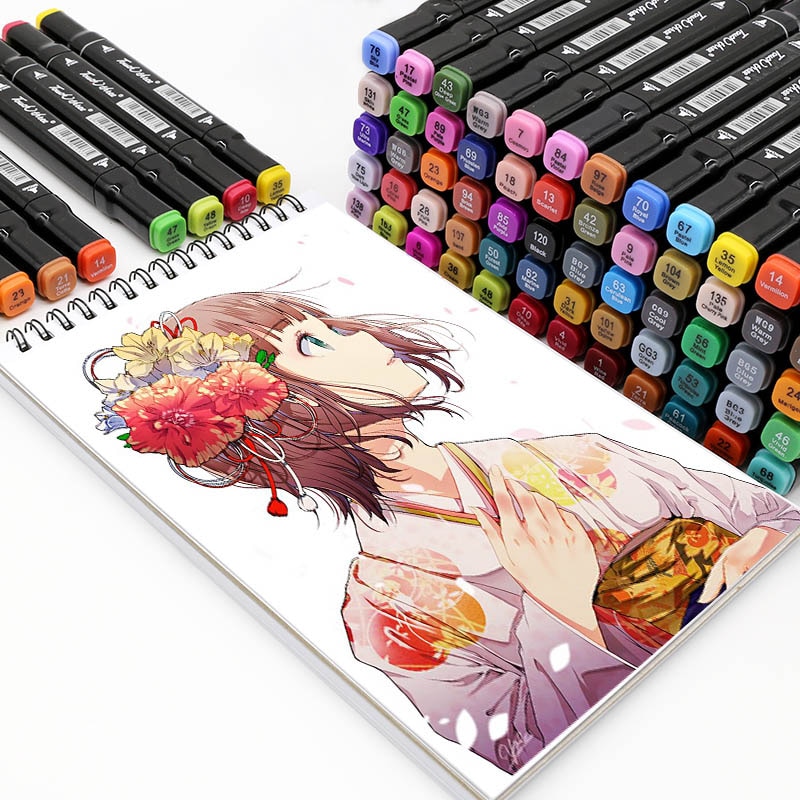 Touchthree 36/48/60/80 Colors Markers Set Manga Drawing Markers Alcohol Based Sketch Felt-Tip Brush Pen Art Supplies