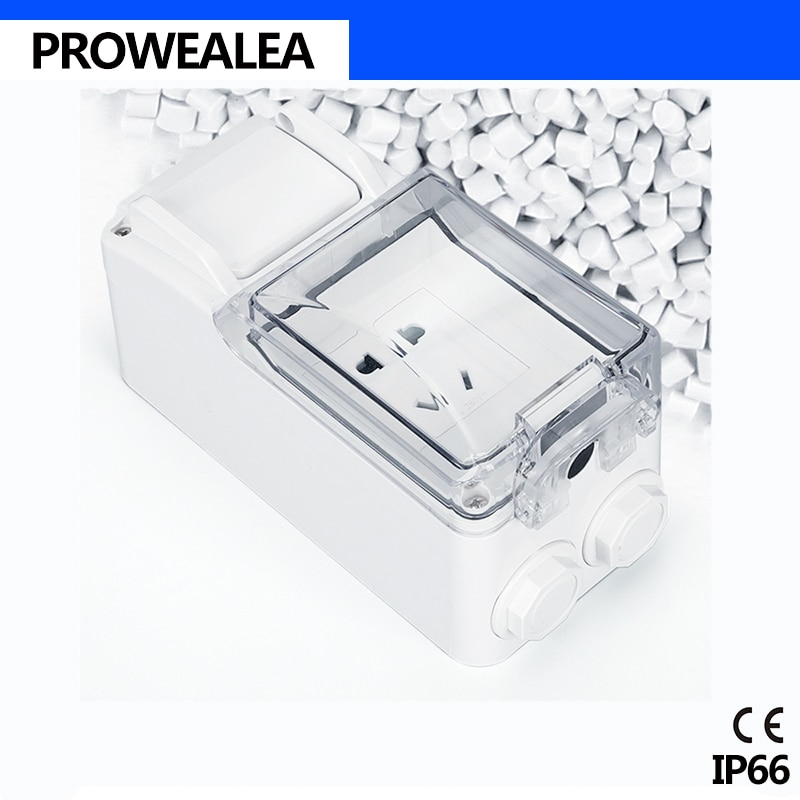 Weatherproof Socket IP66 Waterproof Switch Socket weatherproof switch Outdoor Wall Power Socket Electrical Outlet Grounded