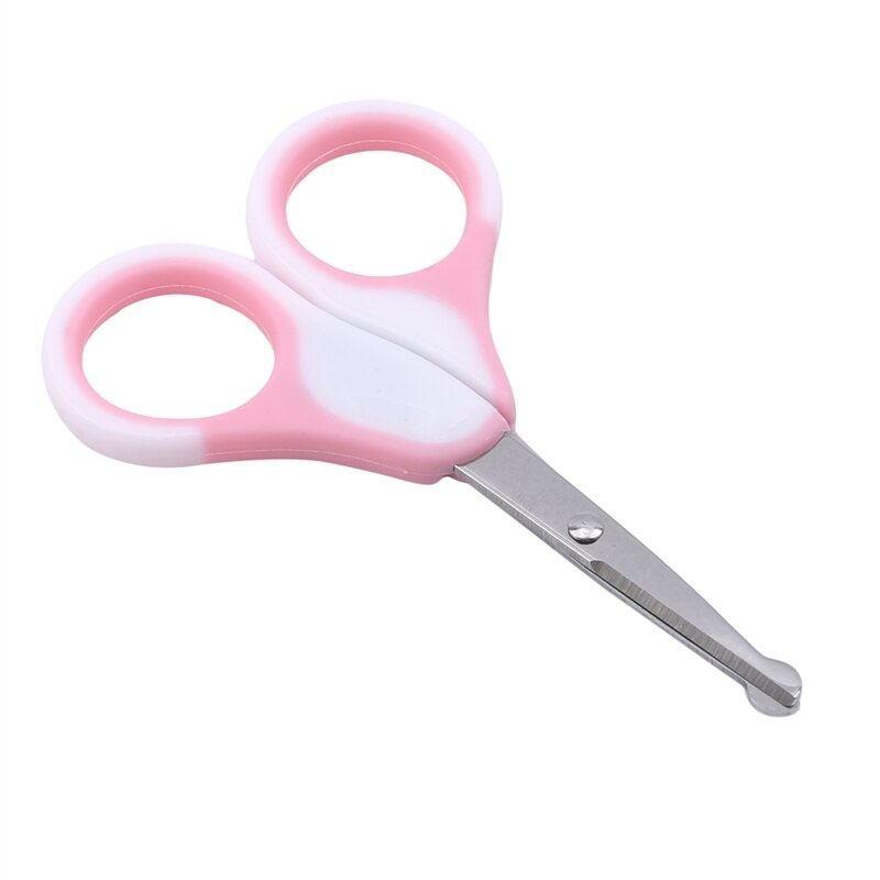 Kids Round Head Manicure Tool Baby Scissors Safe Health Care Care Set Safe Baby Care Equipment: pink
