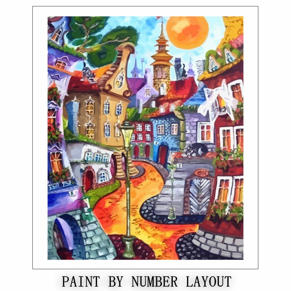 AZQSD Paint By Numbers For Adults House Oil Painting Art Draw By Number On Canvas Cartoon Hand Paint Kit Canvas Unframed