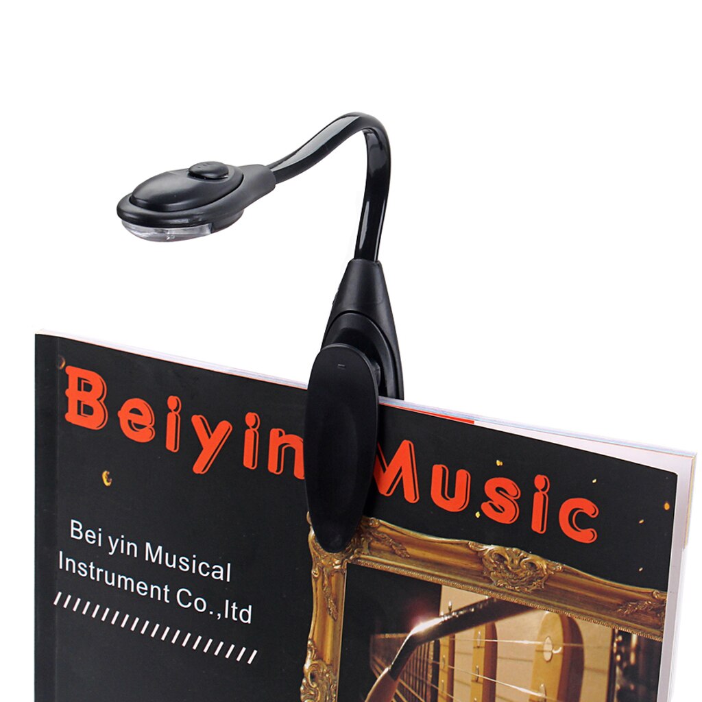 Black Rechargeable Book Light, Clip On Bed Reading Light, Music Stand Lamp