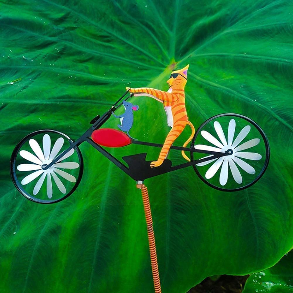 Iron Art Pastoral Windmill Decoration Animal Motorcycle Metal Ornament Courtyard Handicraft Stake Garden Rotation Windmill Y1P1