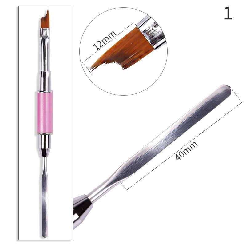 Lápiz de belleza para Nail Art, pluma de acero de doble cabeza y ajuste de pegamento con pluma de pintura de pétalos en forma especial, herramienta de belleza, 1 ud.: Rosa