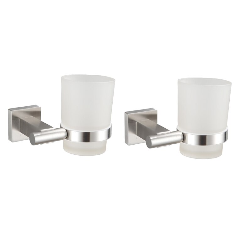 Porte-gobelet mural fixe pour brosse à dents et gobelet en verre, accessoire de salle de bain: 2 pièces