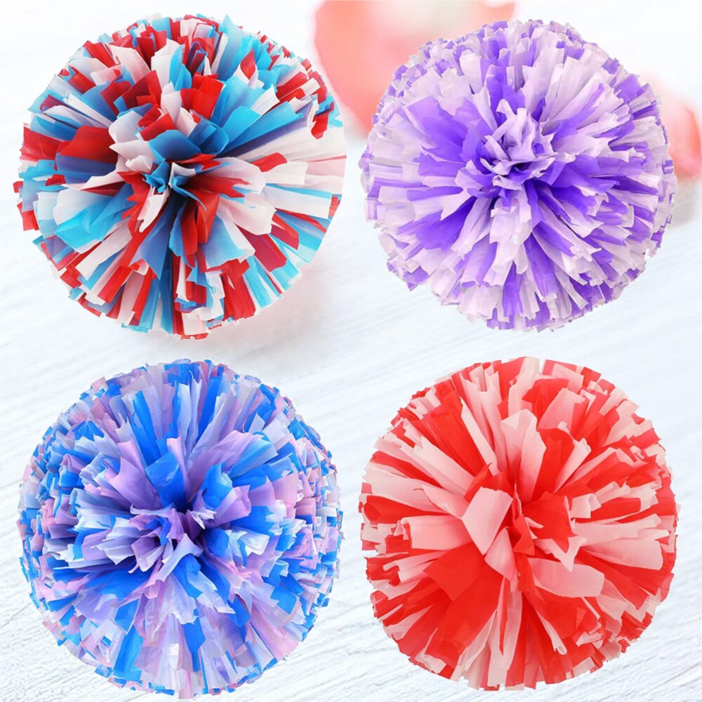 4pcs Reusable Matte Cheering Poms Spirited Fun Cheerleading Pom Poms Kit Colorful Cheer Props with Ring for Performance Competit: As Shown 1