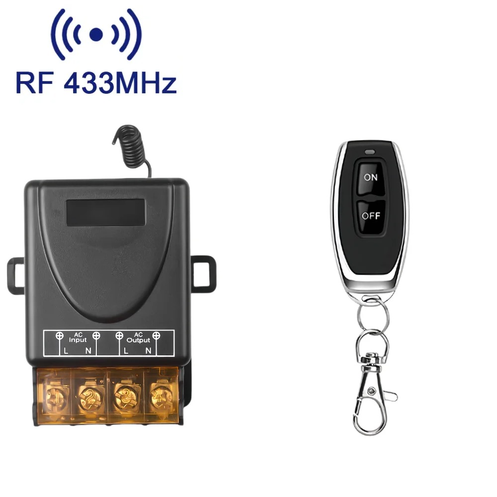 AC 110V 220V 30A Przekaźnik Bezprzewodowy RF Pilot zdalnego sterowania System RF 433Mhz Nadajnik On Off do podgrzewaczy wody Sufitowa lampa LED: Black