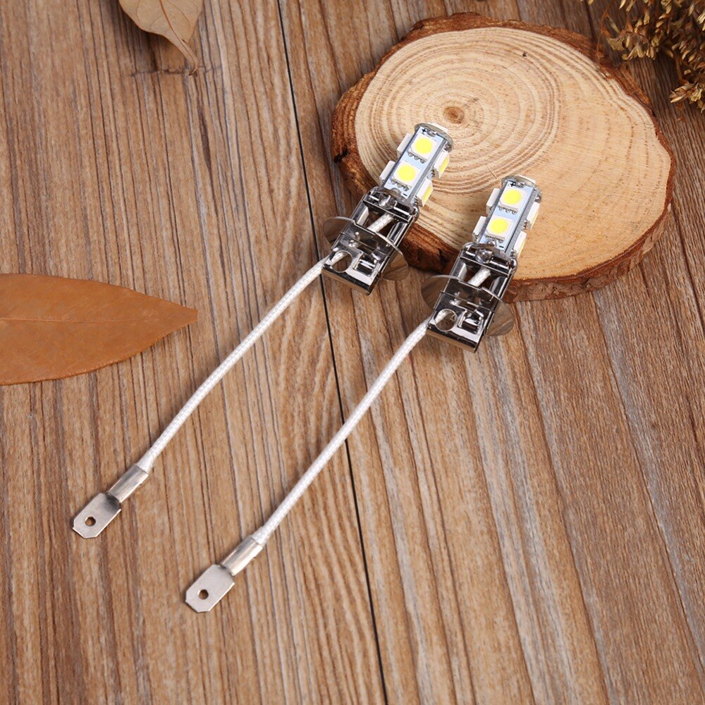 2x H3 5050 Wit 9 SMD LED Xenon DC12V Auto Mistlamp Lamp LED Lampen 6500k ~ 7000k Wit