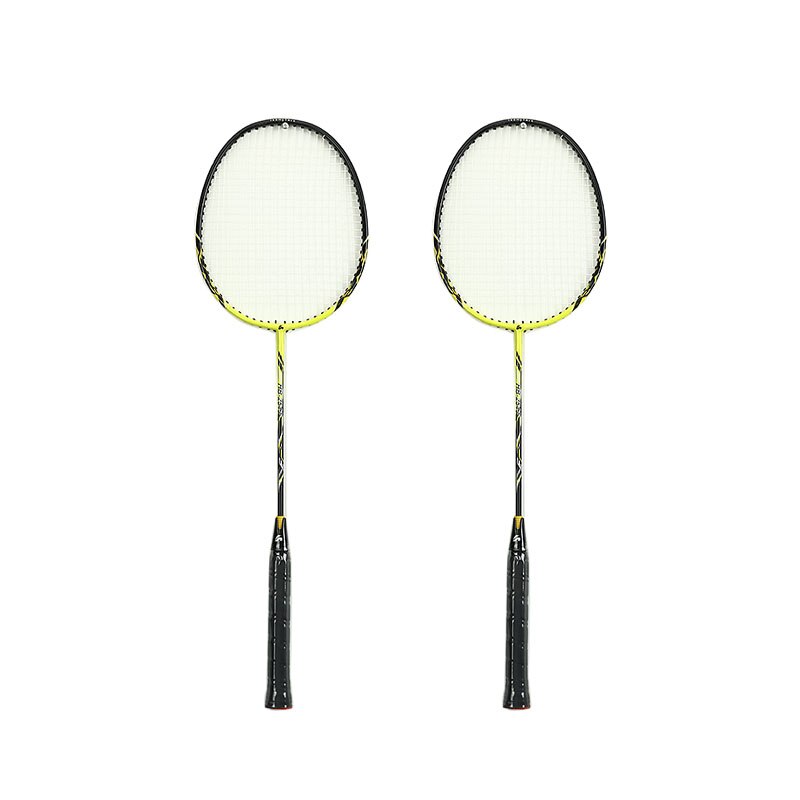 HENBOO 1 pair Badminton Racket Standard Iron Alloy Training Racket Carbon Badminton Ultralight Fiber Grips