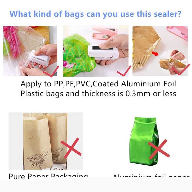 Warmte Zak Sealer, naadlasmachines Mini Warmte Sealer Machine Voor Voedsel Saver Storage Snack Verse Handheld (2 Pack)