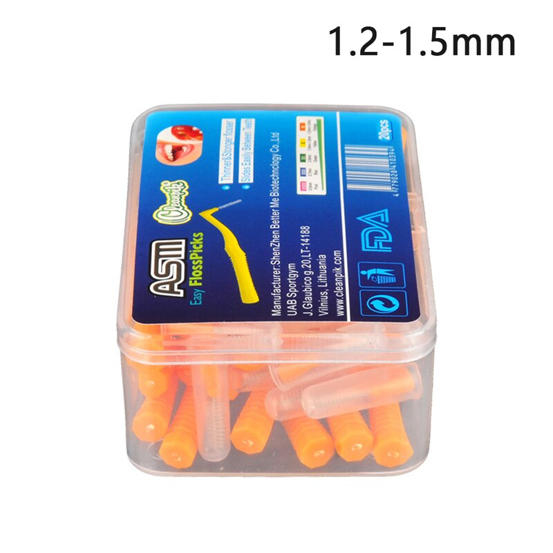 20Pcs Angle Interdental Brushes L Shaped Teeth Brush Toothpick Orthodontic Teeth Brush Toothpick Oral Care Tool: Orange