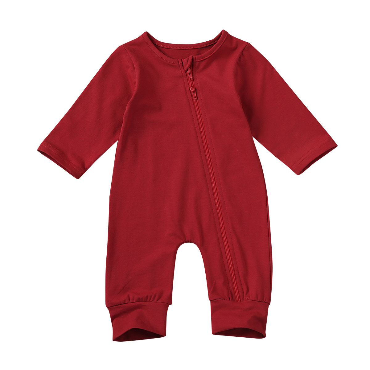 Christmas Newborn Toddler Baby Girl Clothes Red Long Sleeve O-Neck zipper Romper Top T-shirt Ruffle Long Pants Headband Outfits: B / 6M