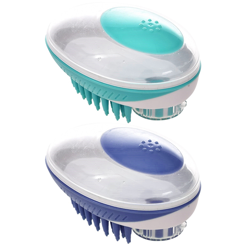 Huisdier Borstel Silicon Bad Schoonmaken Grooming SPA Borstel 2 In 1 Shampoo Doseren Hond Massage Baden Tool Pet Kat Douche attachment