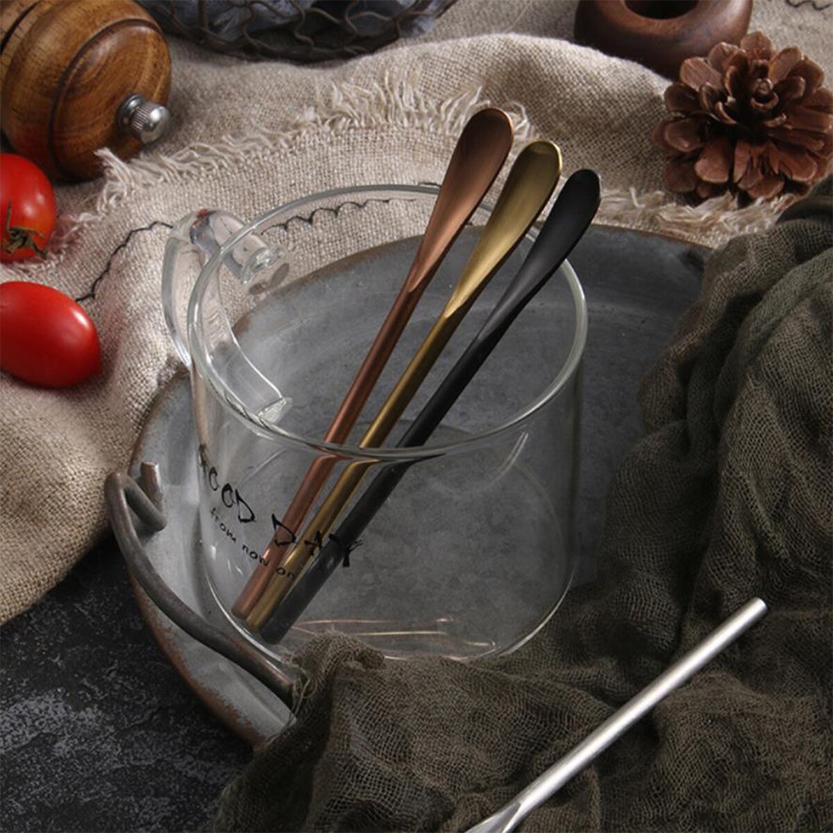 Cute Stainless Steel Long/Short Spoon Gourd Handle Coffee Small Stir Spoon Bar Lce Mix Convenience Honey Spoon