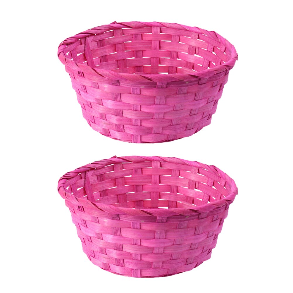 2pcs Hand Woven Basket Desktop Storage Basket Easter Egg Storage Baskets: Rosy
