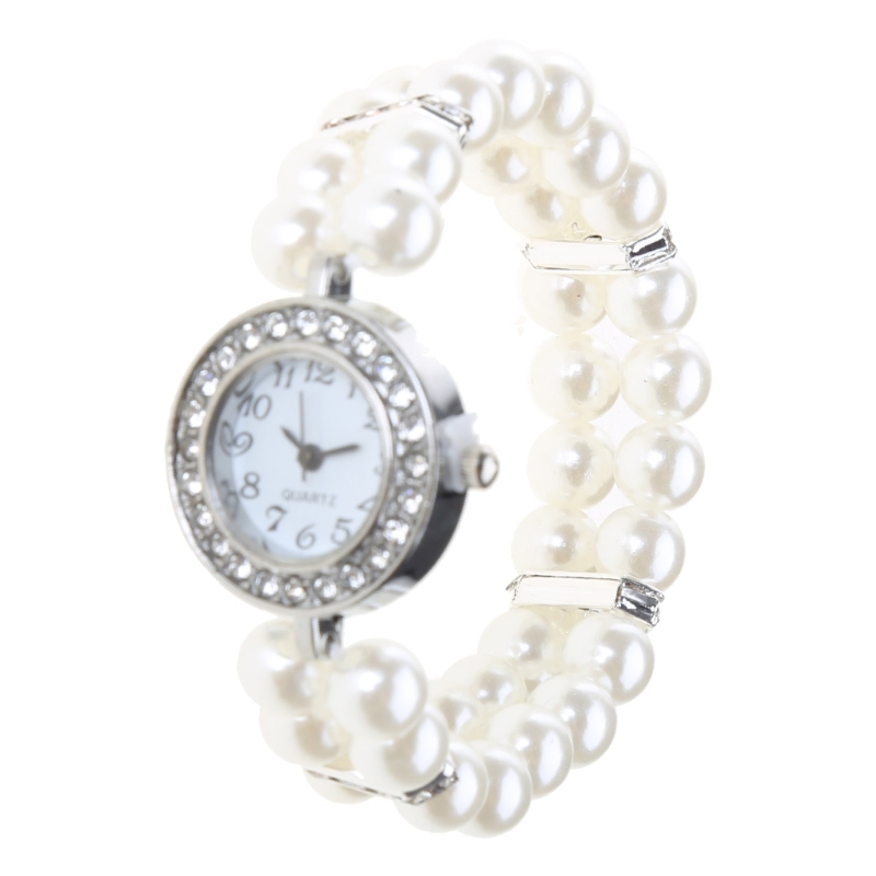 Dameshorloge, klok, casual polshorloges voor dames, horloges met parelarmband, horlogebandje, quartz polshorloge, horloges, sieraden: Bronzen