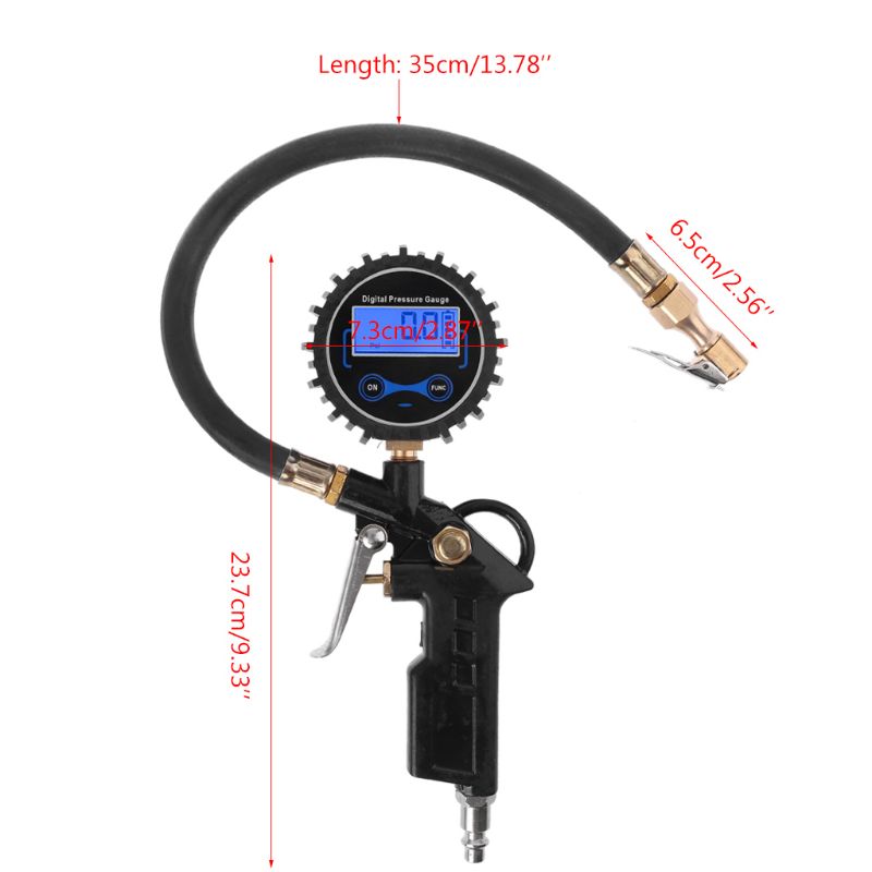 Digital Tire Inflator with Pressure Universal Car Tyre Pressure Gauge Max Test 220Psi Tyre Tire Inflator Gun Round Dial Air