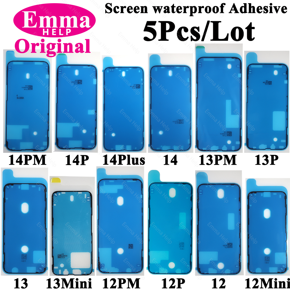 5 uds pegatina impermeable para iPhone 13 12 11 Pro Max 14Plus 3M adhesivo marco de pantalla LCD sello reparación adhesivo accesorios para iphone
