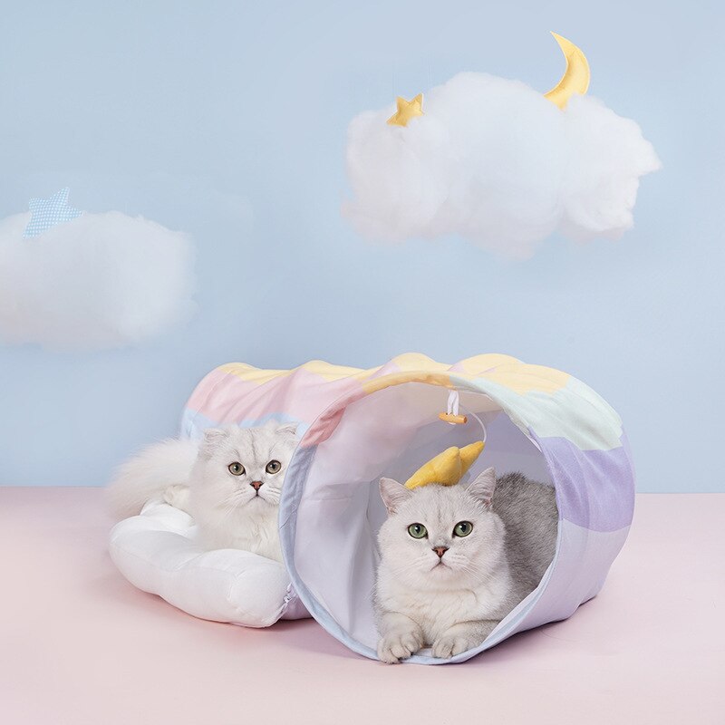 Rainbow Cat Tunnel Cat bed Toy Funny Pet 2 Play Tubes Balls Collapsible Kitten Toys Puppy Ferrets Rabbit Play Dog Tunnel Tubes