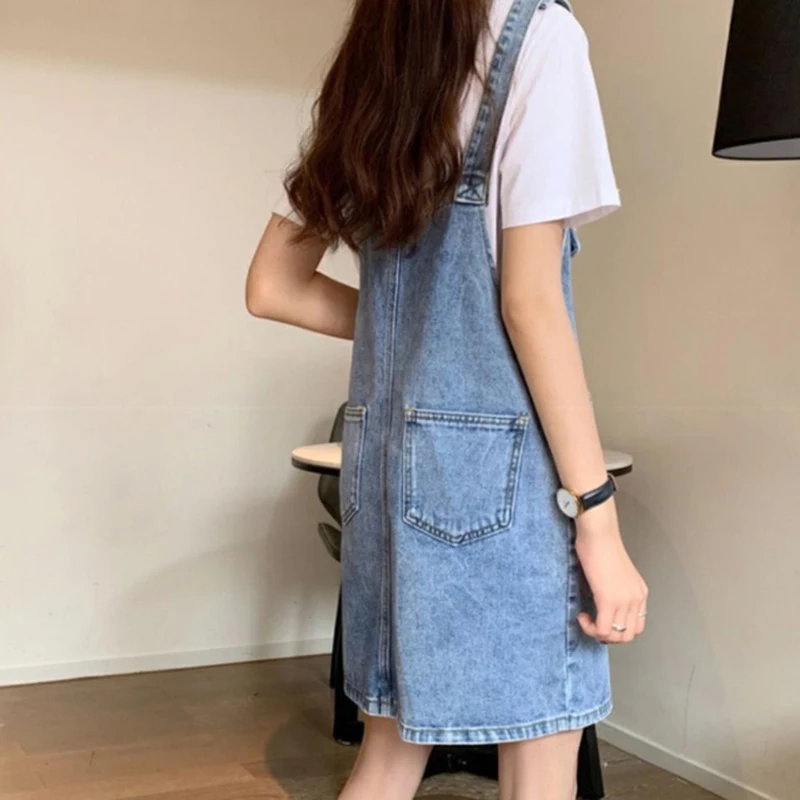 Rimocy Sommer Denim Gesamt Kleid für Frauen 2025, Taschen, Ärmellose Jeans Kleider Frau Koreanische verlieren Spaghetti Gurt Kleid Mujer