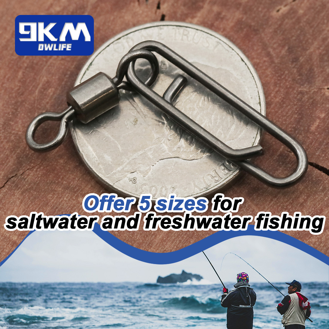 Giratorio de pesca con Clips eléctricos, 50 ~ 200 Uds., Clip de cambio rápido de acero inoxidable, anillo dividido para agua salada, broche giratorio de pesca