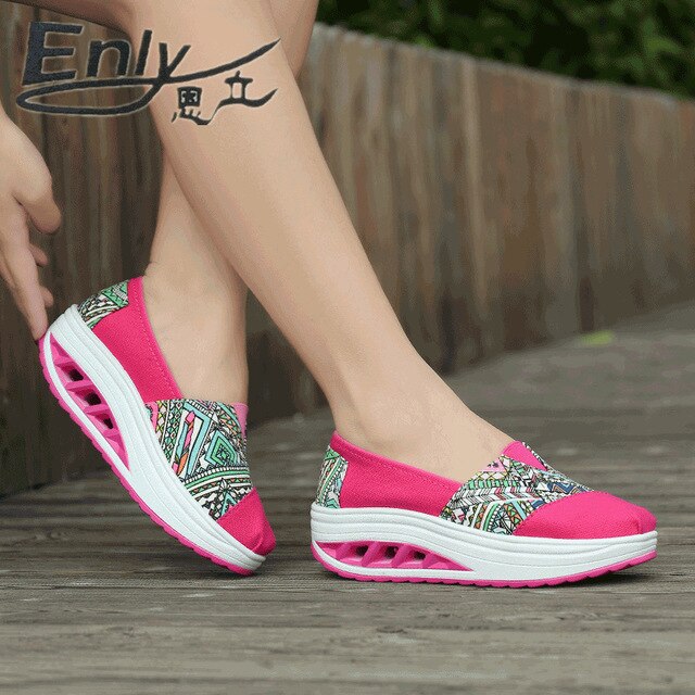 Platform schoenen dames hoogte verhogend 5cm slip-on loafers dames lage sneakers schokbestendig casual dames espadrilles: Ks66- rozen / 38