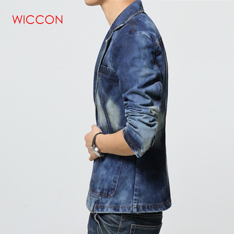 Denim Blazer Men Slim Fit Cowboy Male Coats Single Buckle Leisure Suit Jacket Man Casual Coat Spring Autumn Clothing