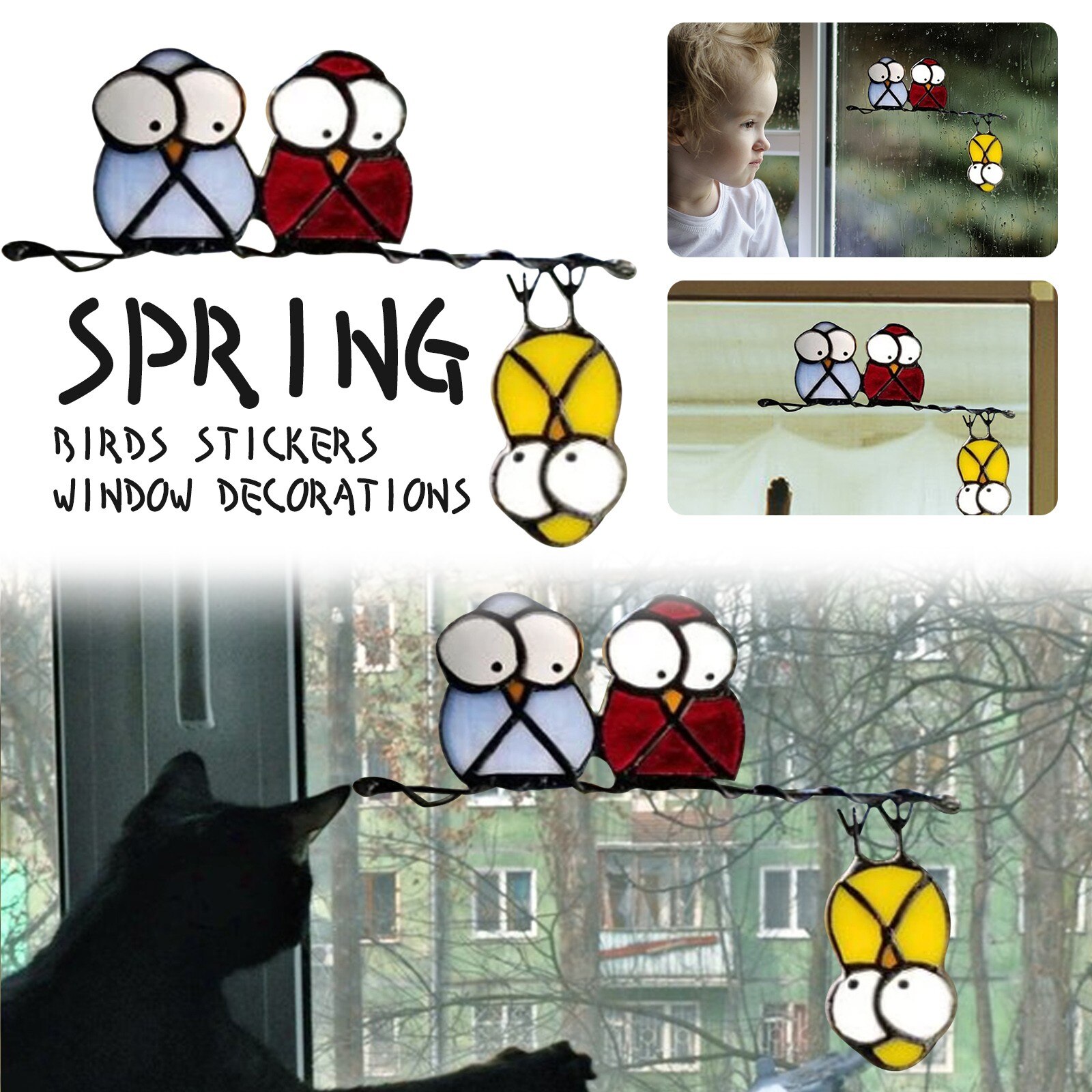 Window Stickers Birds Windows Clings Windows Decals Spring Window Decorations Home Decoration Accessories Wallpaper