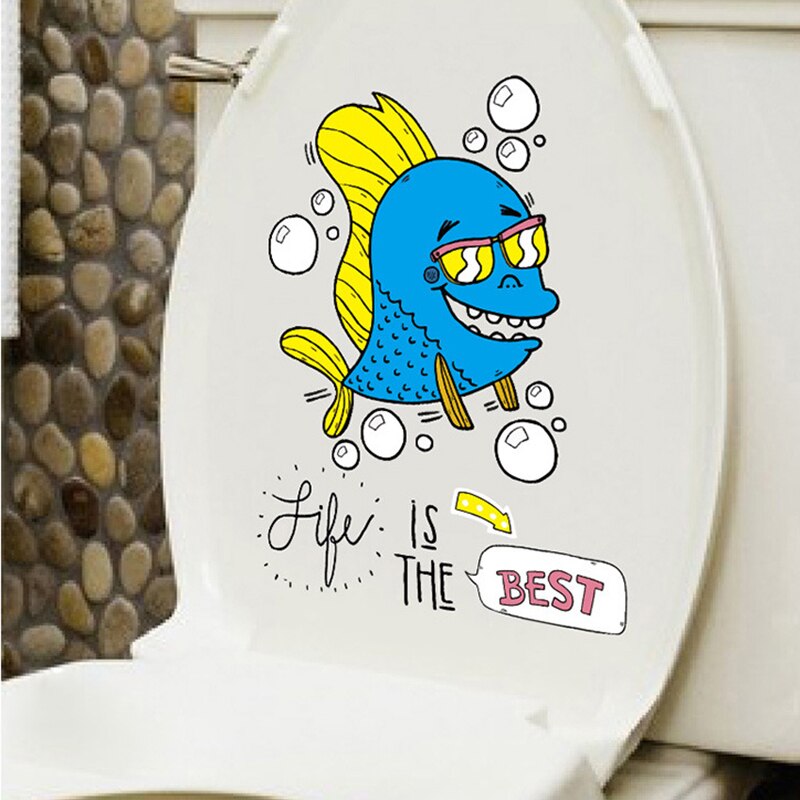 Cartoon wall sticker toilet cover sticker combination crocodile Octopus Clown Fish Wall Sticker children room fridge decoration
