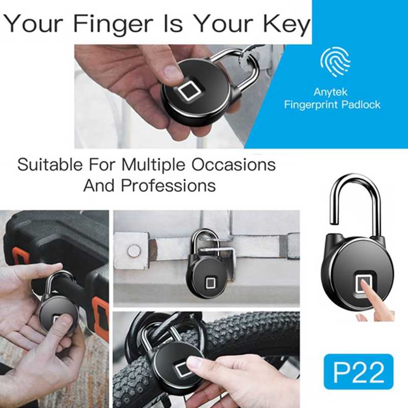 Smart Home Fingerprint Lock Bluetooth-compatible Safe Padlock Door Lock Waterproof KeylessUSB Rechargeable Zinc House Locks