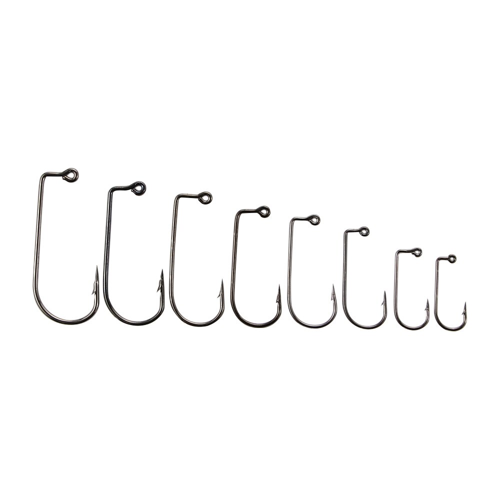 Hameçon de pêche à Angle droit en Nickel noir, hameçon à tige droite en acier à haute teneur en carbone, Jig à 90 degrés, liaison à la mouche, fil solide, 50 pièces/sac