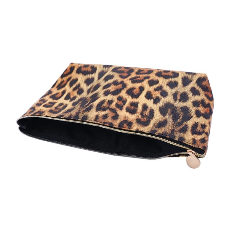 Rejse kosmetiktaske leopardprintet makeup-etui pose toiletartikler  lx9f