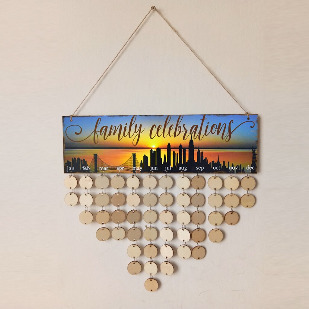 Celebration Reminder Calendar Birthday Wedding Event Rustic Wooden Board Craft DIY Wall Hanging Sign Home Party Decoration: B