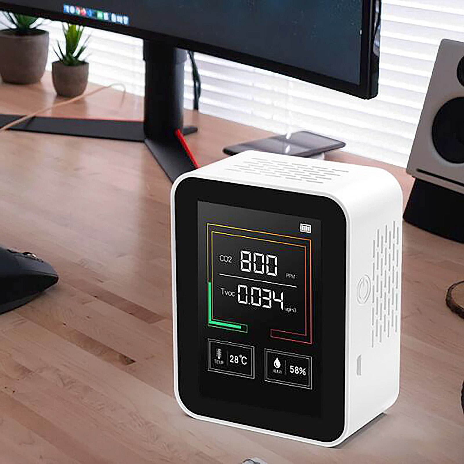 M10 Air Monitor for PM2.5 AQI Electrochemical Sensor Detect Air Monitor Home Gas Thermometer Test: Black