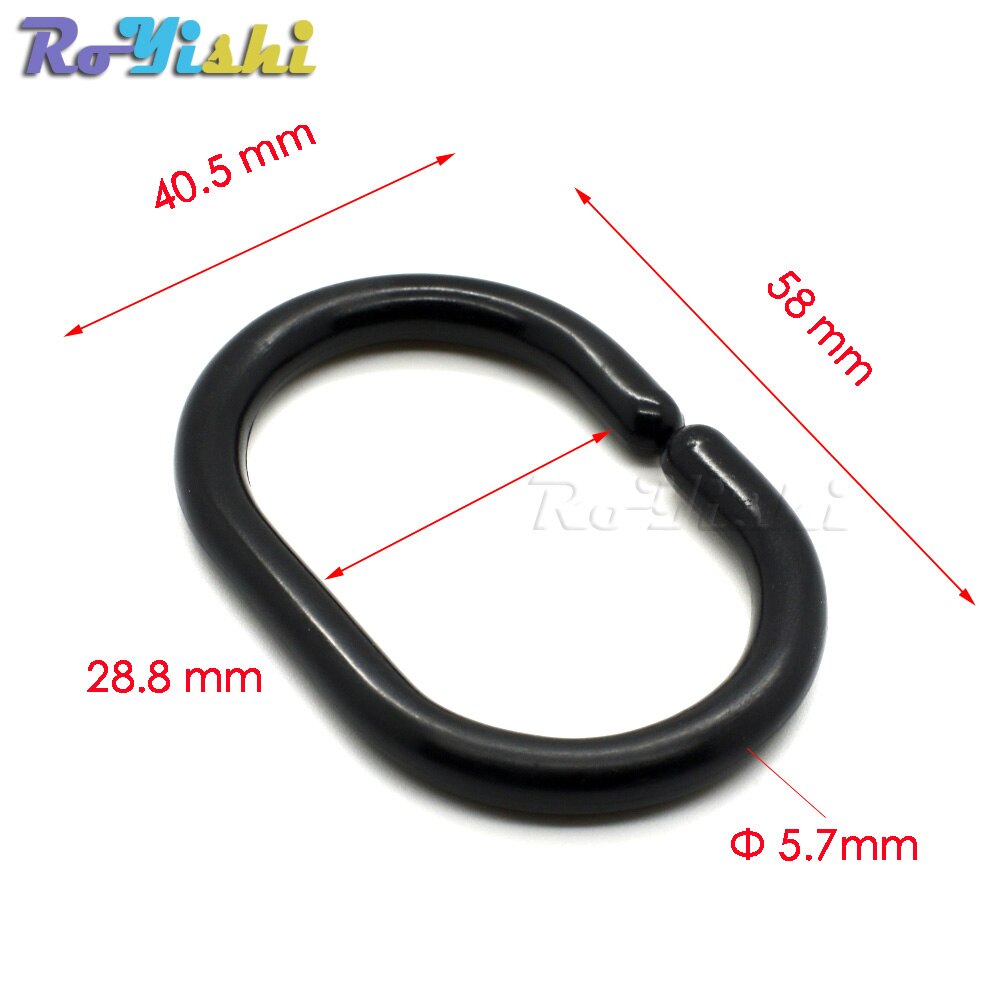Anillo de ducha de plástico negro, hebilla de gancho para accesorios de cortina, 58x40,5mm