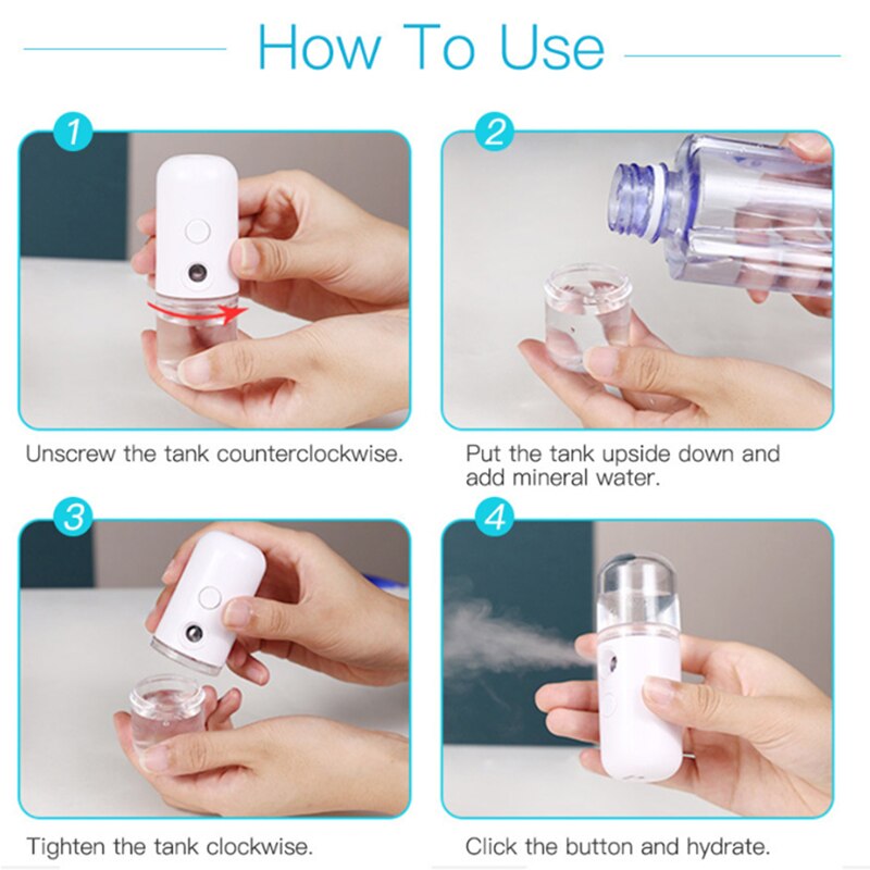 30ml Mini poche Nano brouillard pulvérisateur été hydratant visage vapeur visage humidificateur brouillard vaporisateur beauté soins de la peau