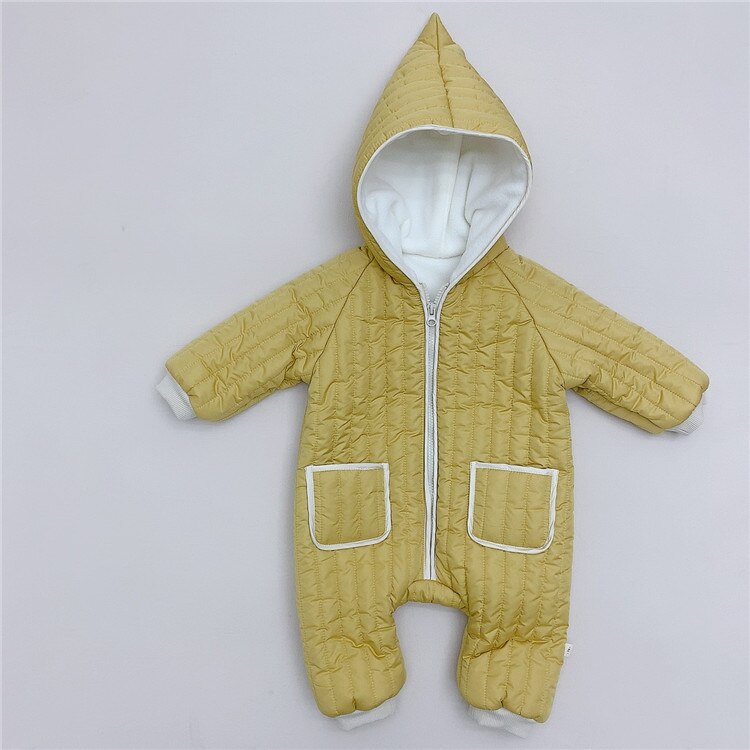 Bébé Snowsuit manteau filles garçons combinaison à capuche enfants enfant en bas âge épais veste infantile Bebe barboteuse corée enfants vêtements d'hiver: YELLOW / 6M