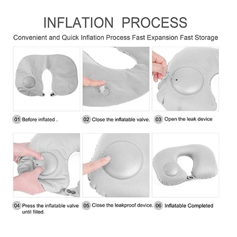 Opblaasbaar Nekkussen, Volledig Verstelbare Hals Kussen Voor Vliegtuig Reizen, Auto, Bus En Rail Reizen Kussen