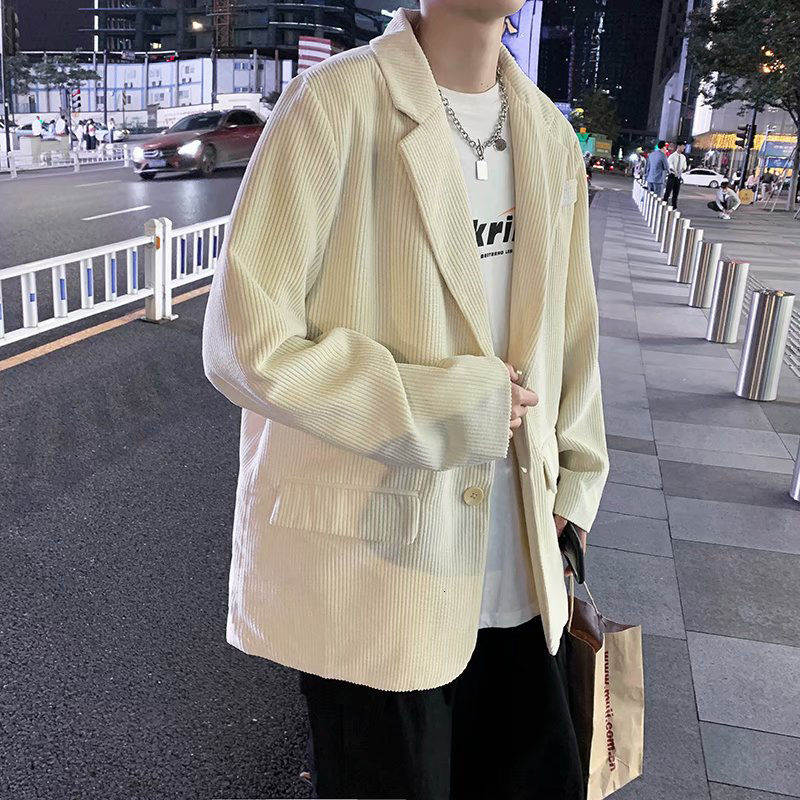 Jesień sztruks marynarka moda męska retro biznes zwykły marynarka strój mężczyźni luźny koreańnarty garnitur kurtka mężczyzna płaszcz sztruksowy M-2XL