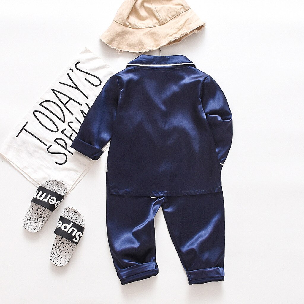 *45 Toddler Baby Boy Pajamas Long Sleeve Solid Tops+pants Pajamas Sleepwear Outfits Pajama Kids Pijama Infantil Пижама Детская