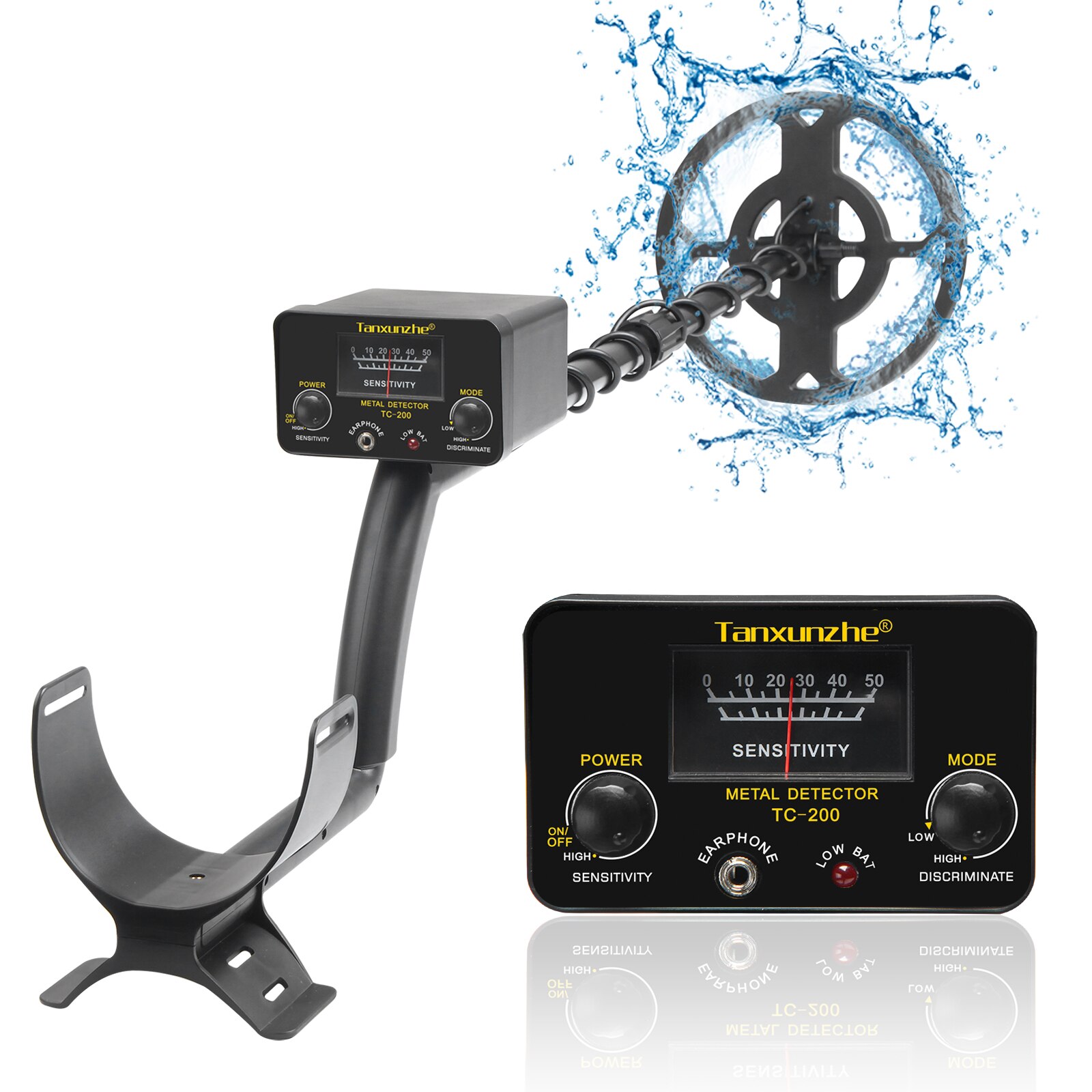 TC-200 Metal Detector Pinpointer Gold Finder Machine Portable Treasure Hunter Gold Depth Waterproof Metal Detector: Gold