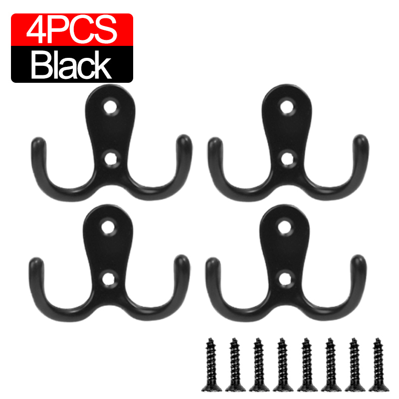 10/2pcs Coat Hooks Wall-Mounted 2 Hole Towel Hanger For Coats Hat Clothing Home Storage Hook Wall Hook Towel Hanger for Hardware