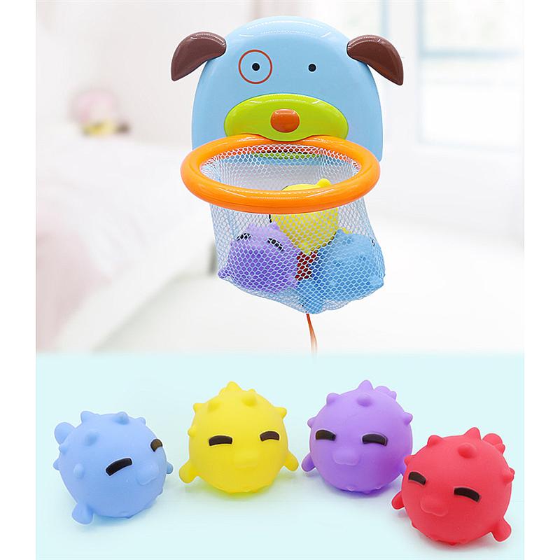 5pcs Shooting Toy Adorable Basket Water Toys Cartoon Water Playing Funny Bathroom Toy for Baby