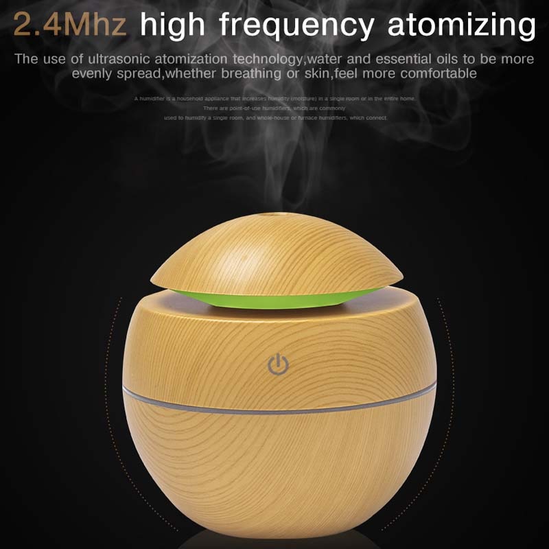 Essential Oils Difuser USB Air Humidifier Ultrasonic Wood Grain LED Light Electric Aroma Diffuser Home Aromatherapy Mist Maker