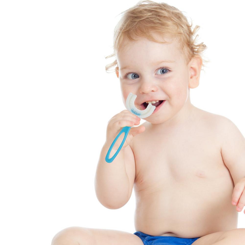 Kids Tandenborstel U-Vorm Zuigeling Tandenborstel Met Handvat Siliconen Oral Care Borstel Voor Peuters Leeftijden 2-12