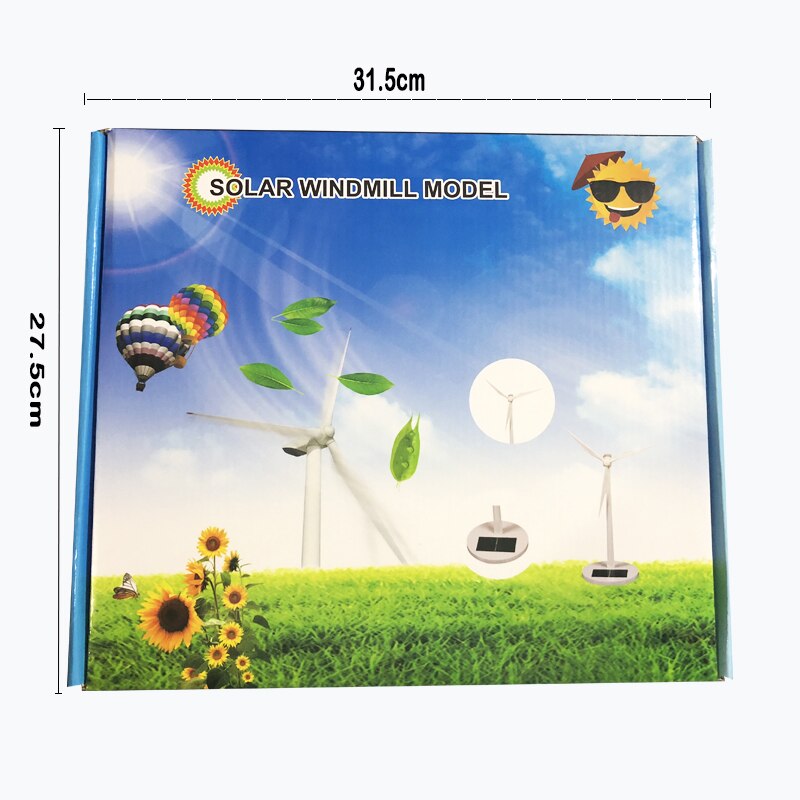 Solar Windmill Model Toys Plastic Assembled Model 3D Puzzle Solar Powered Rotating Base Desktop Model-Solar Powered Windmills