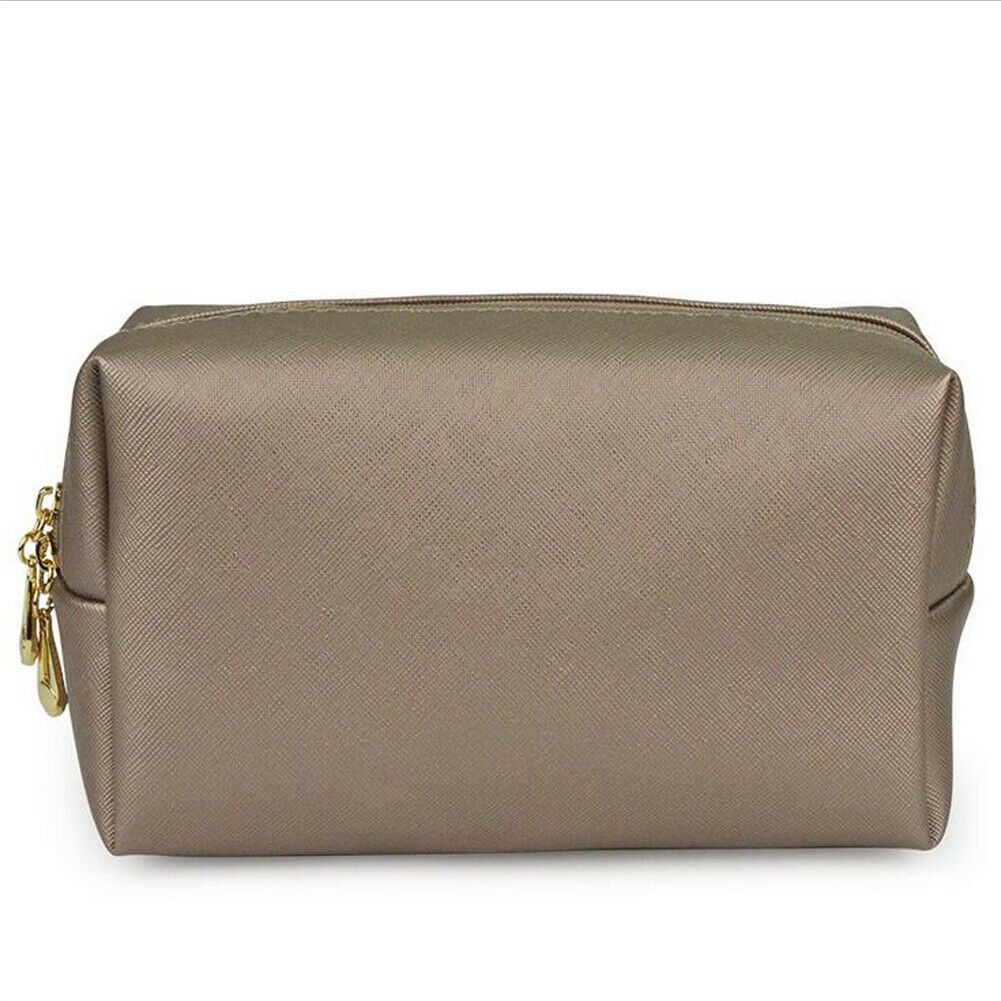 Estojo de maquiagem beleza, bolsa organizadora para viagem, produtos de higiene pessoal, preto, rosa, marrom, prata: Marrom