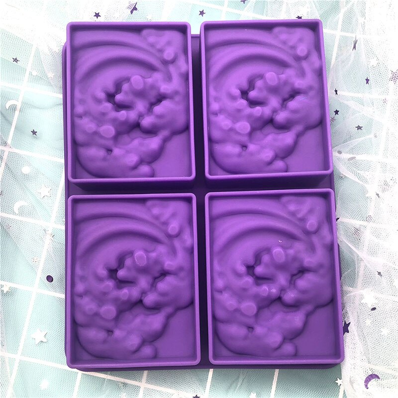 4 Cavity 3D Wave Emboss Aromatherapy Rectangular Soap Molds Silicone Soap Mold For Soaps Making