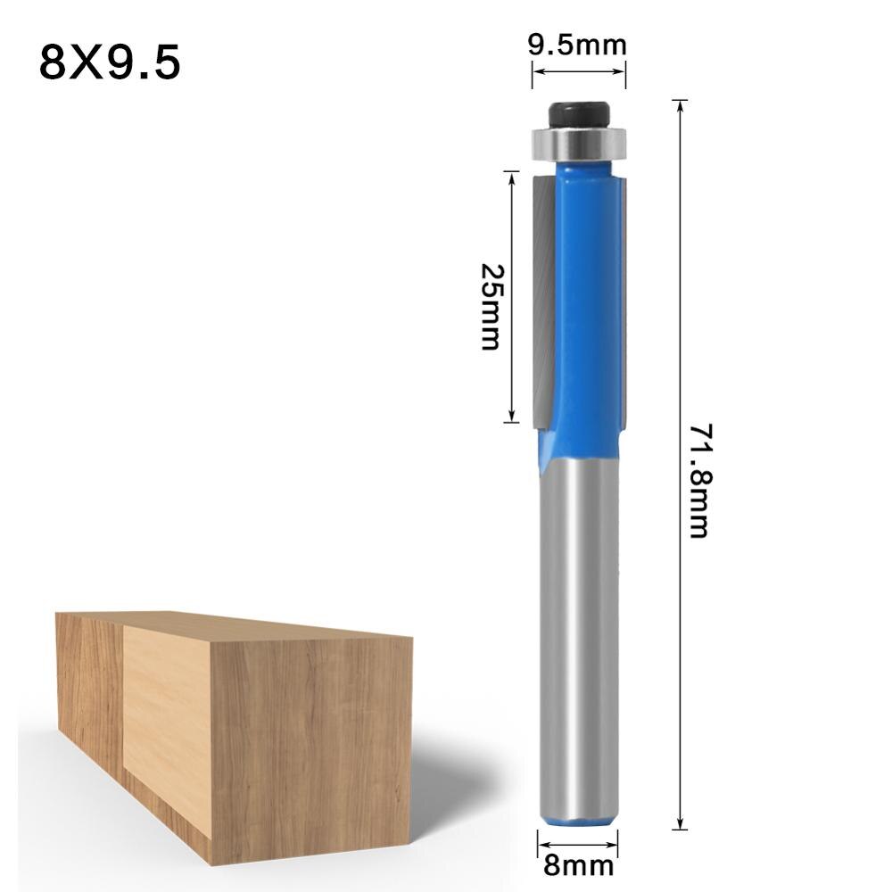 8mm Shank 1" Flush Trim Router Bit with Bearing for Wood Template Pattern Bit Tungsten Carbide Milling Cutter for Wood: 8X9.5