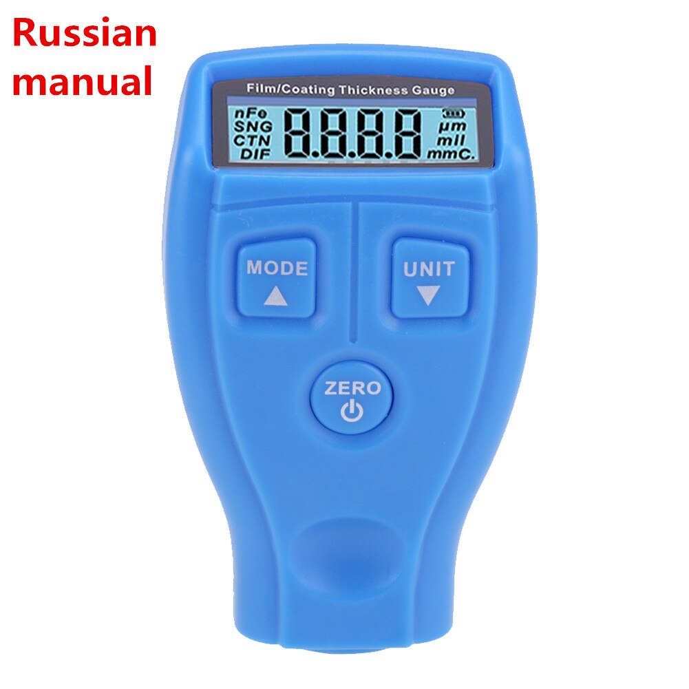 Gm200 tykkelsesmåler til digital bilmaling auto metalcoating lak ferro tykkelsestester russisk / engelsk manual: Blå russisk